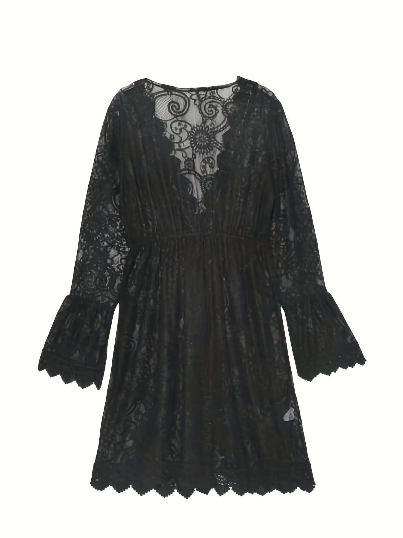 Elegant Floral V Neck Knee Length Dress