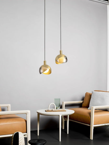 Customizable Chrome Hanging Lamp with Clear Glass Shade