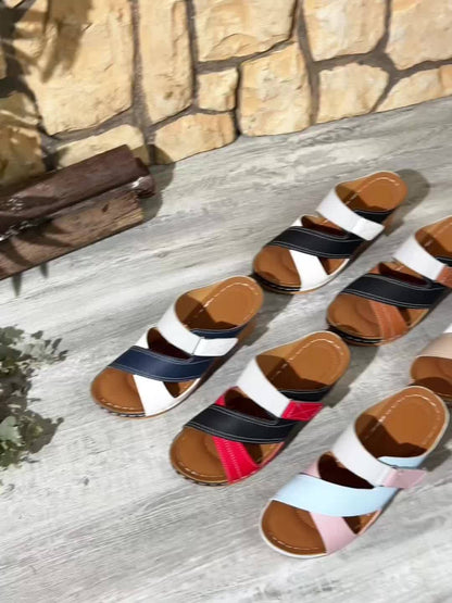 Vibrant Colorblock Wedge Sandals