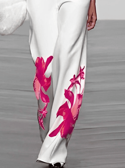 Ladies' Patterned Sweater and Loose Fit Pants Set