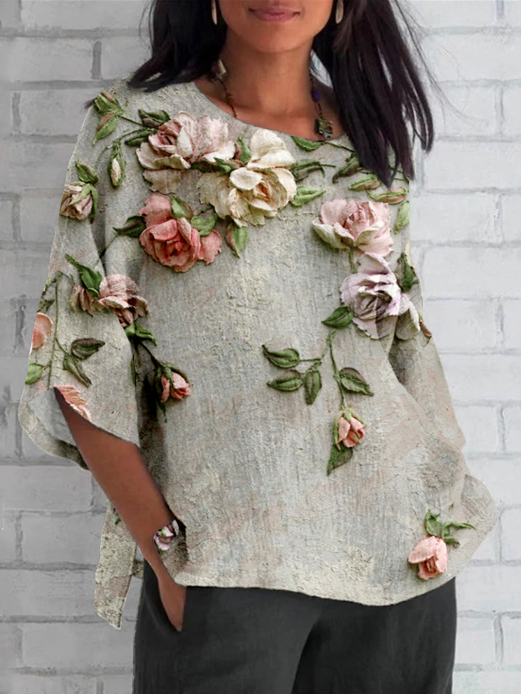 Colorful Flower Pattern Women's Blouse - Luxivelle