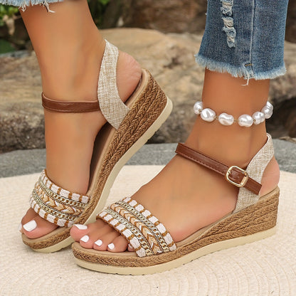 Chic Natural Fiber Heel Sandals