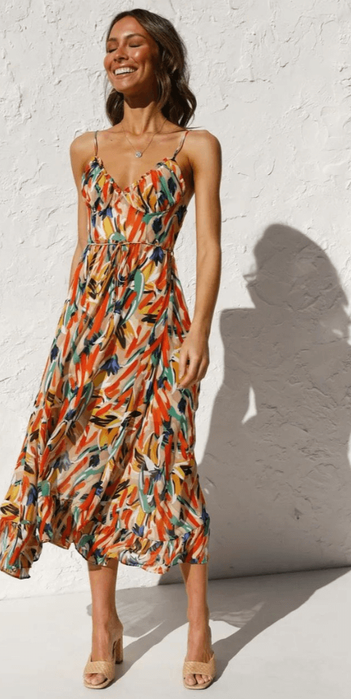 Women's Summer V-Neck Floral Midi Dress