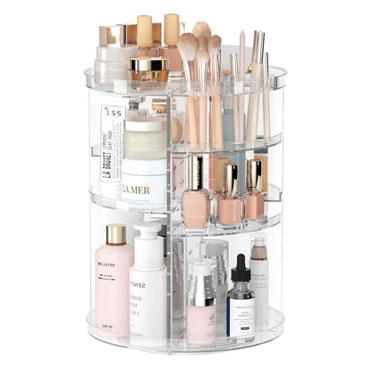 Spinning Cosmetic Storage Case with Adjustable Shelves - Luxivelle
