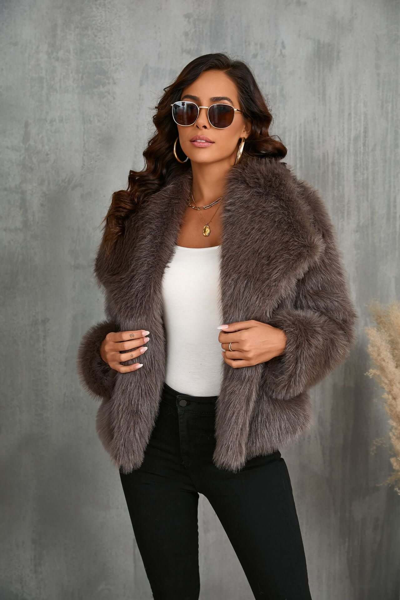 Brown Fake Fur Jacket
