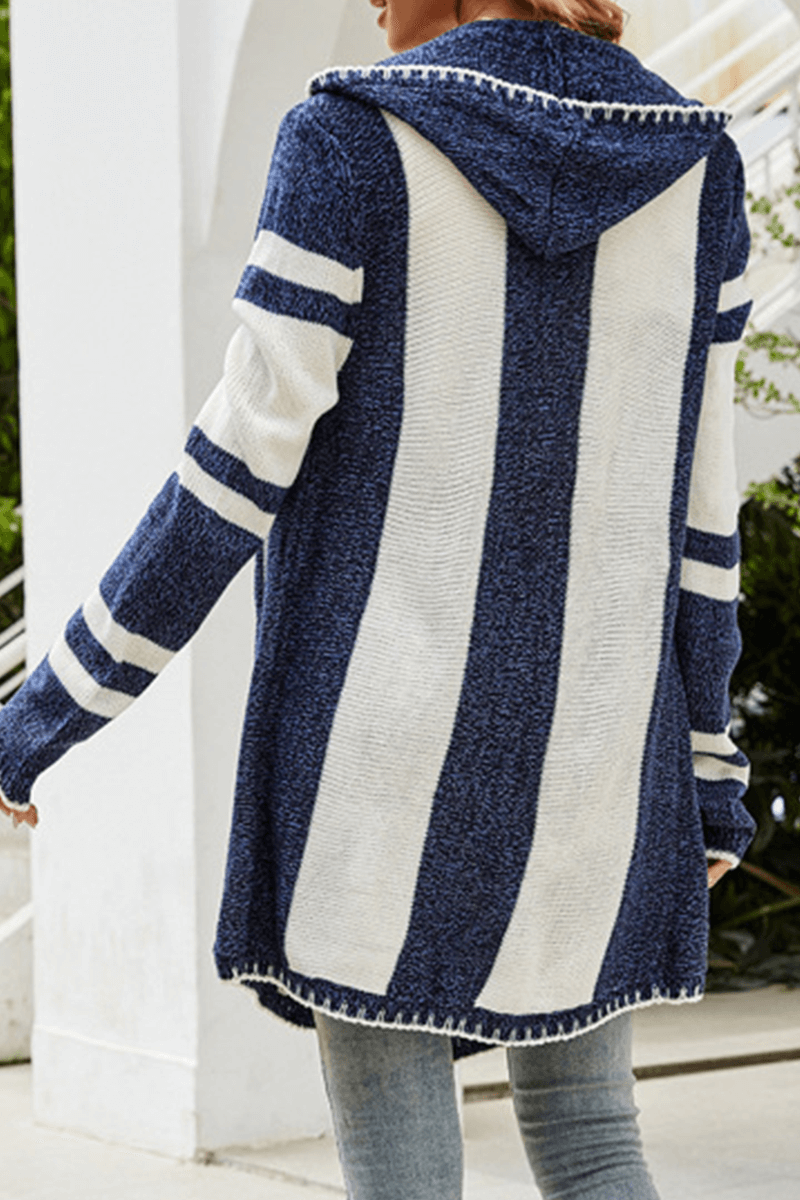 Colorful Striped Long Sleeve Hooded Sweater