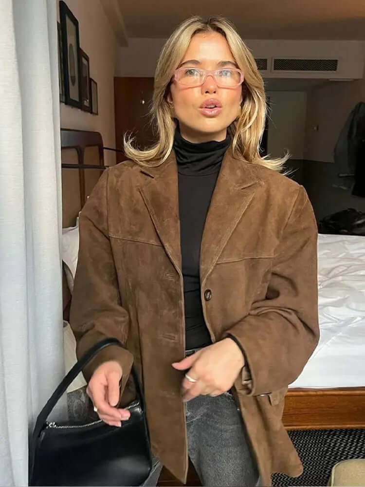 Luxury Brown Leather Jacket - Luxivelle