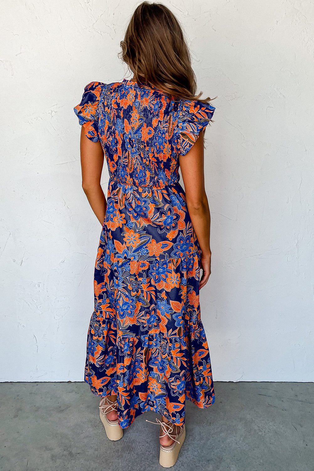Chic Floral V-Neck Ruffle Dress