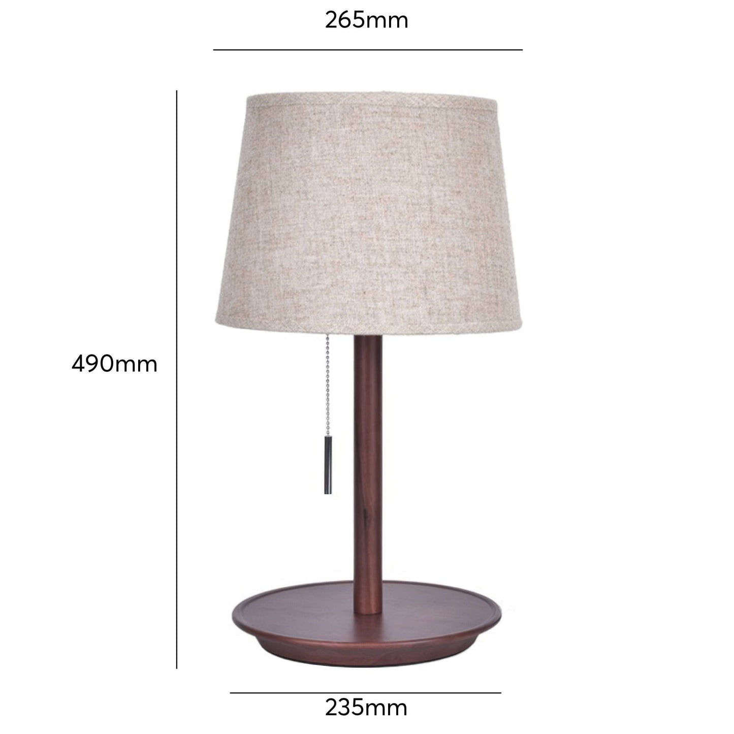 Rustic Brown Wooden Desk Lamp with Linen Shade