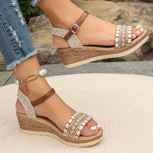 Chic Natural Fiber Heel Sandals - Luxivelle