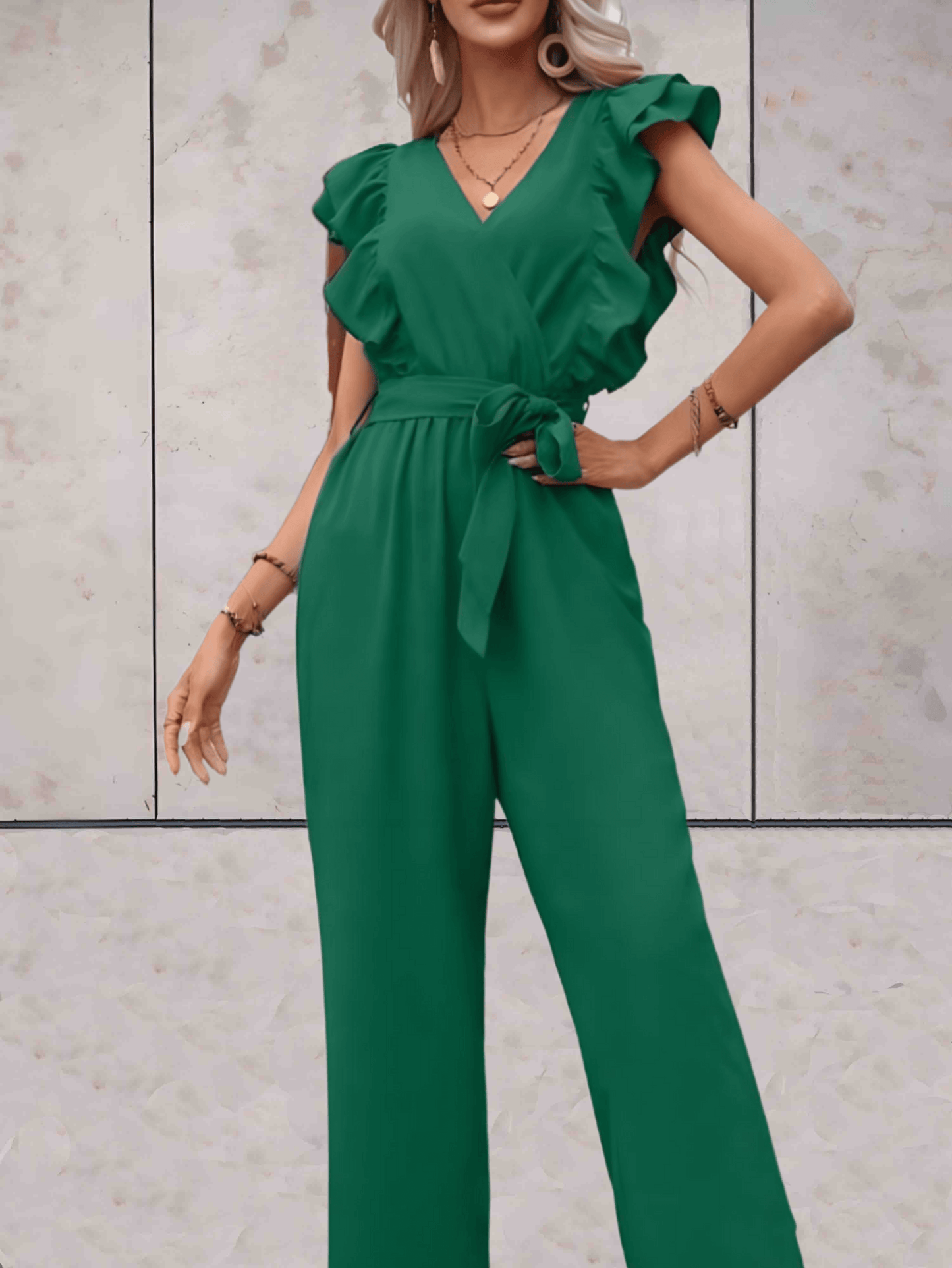 Chic Flare Sleeve V-Neck Romper