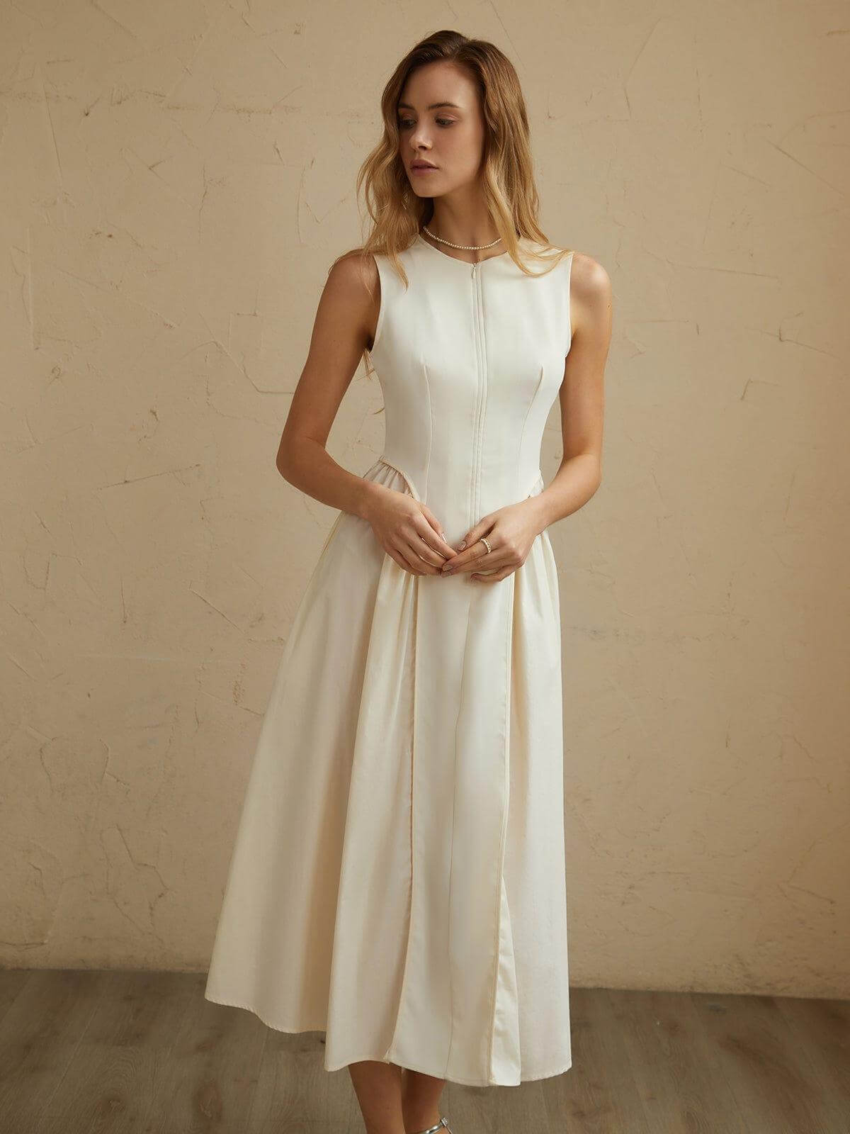 Flared Waist Knee Length Dress