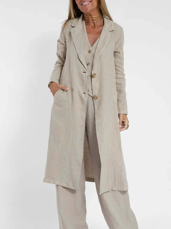 Ladies Natural Fiber Two Piece Suit Set
