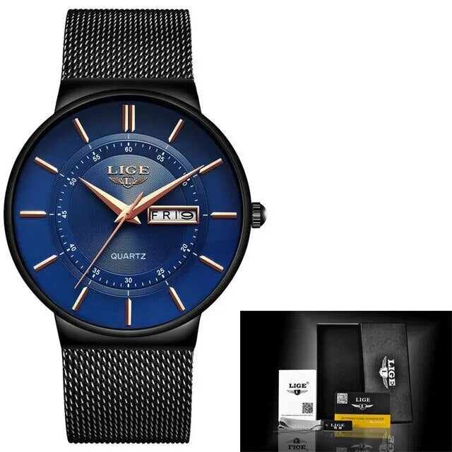 Slim Men's Waterproof Stainless Steel Quartz Watch