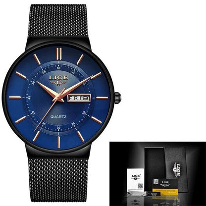 Slim Men's Waterproof Stainless Steel Quartz Watch