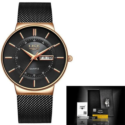 Slim Men's Waterproof Stainless Steel Quartz Watch