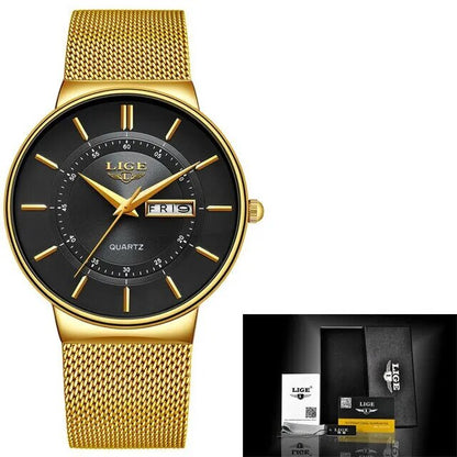 Slim Men's Waterproof Stainless Steel Quartz Watch