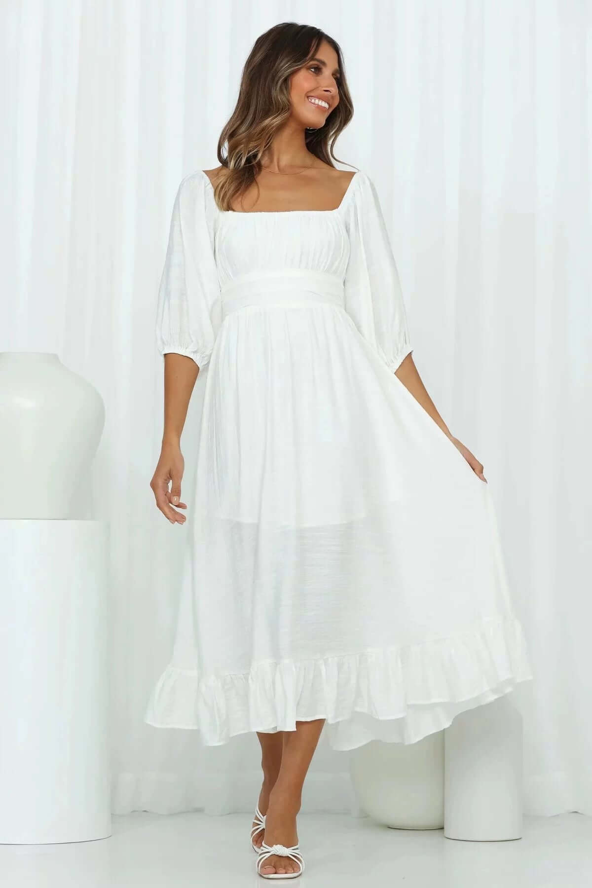 Chic Flowy Backless Midi Dress