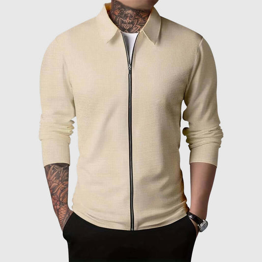 Warm Textured Zip Up Hoodie Jacket - Luxivelle