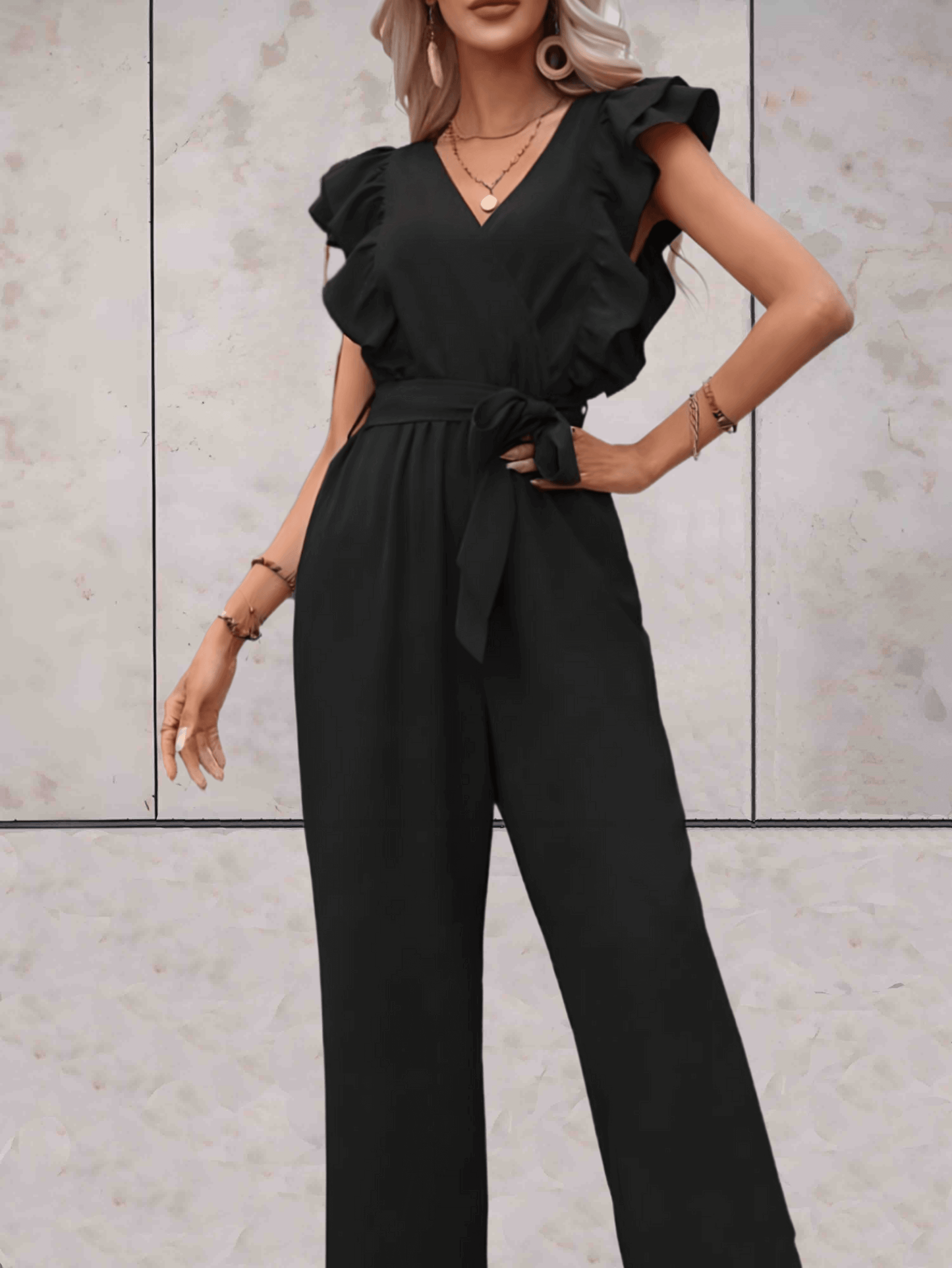 Chic Flare Sleeve V-Neck Romper