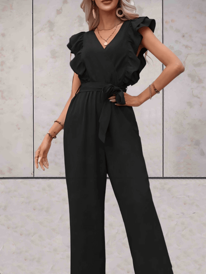 Chic Flare Sleeve V-Neck Romper