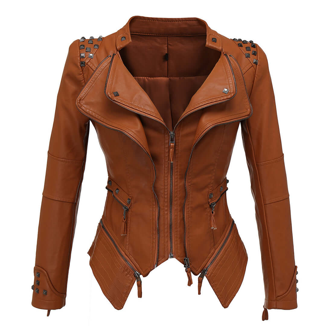 Slim Fit Studded Leather Motorcycle Jacket