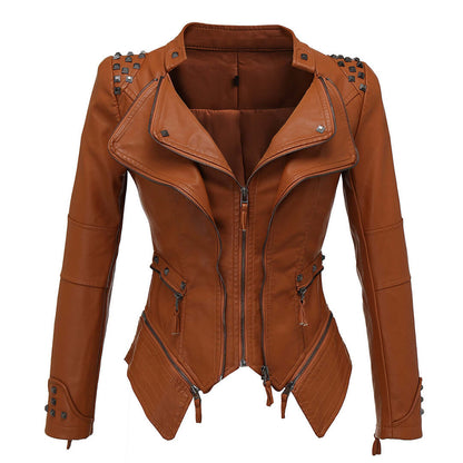 Slim Fit Studded Leather Motorcycle Jacket