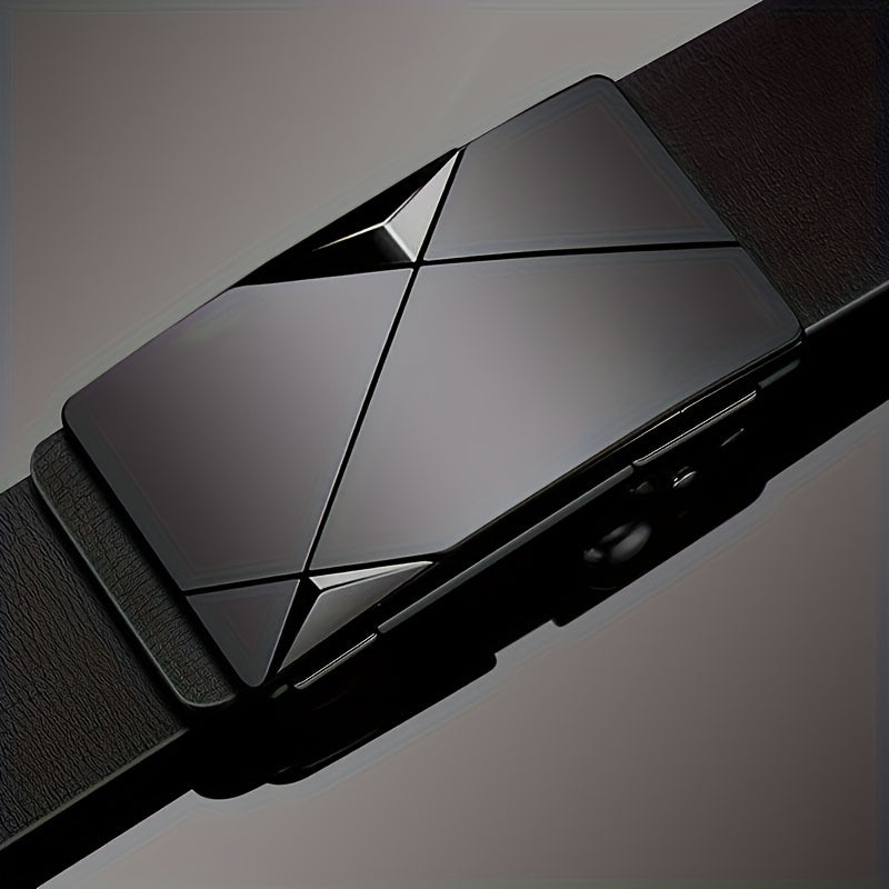 Real Leather Mens Belt with Silver Buckle