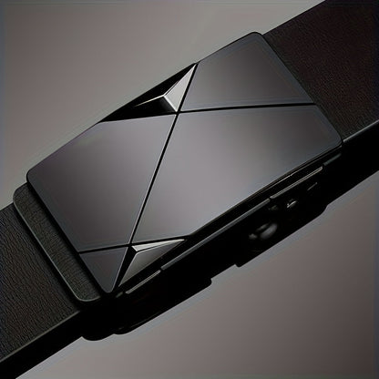 Real Leather Mens Belt with Silver Buckle