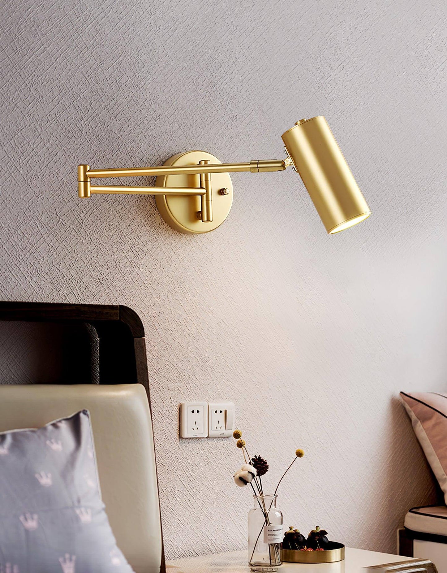 Flexible Brushed Steel LED Wall Light with Arm