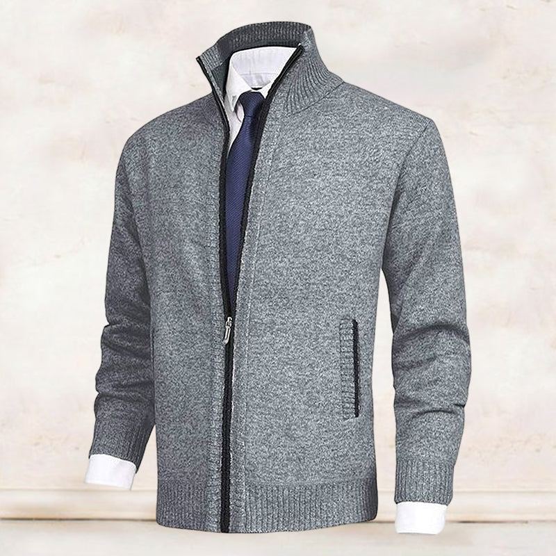 Warm Crew Neck Zip Cardigan for Men