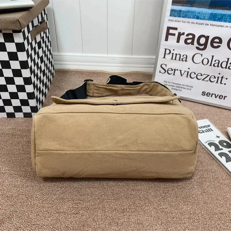 Versatile Canvas Crossbody Messenger Bag for Daily Use
