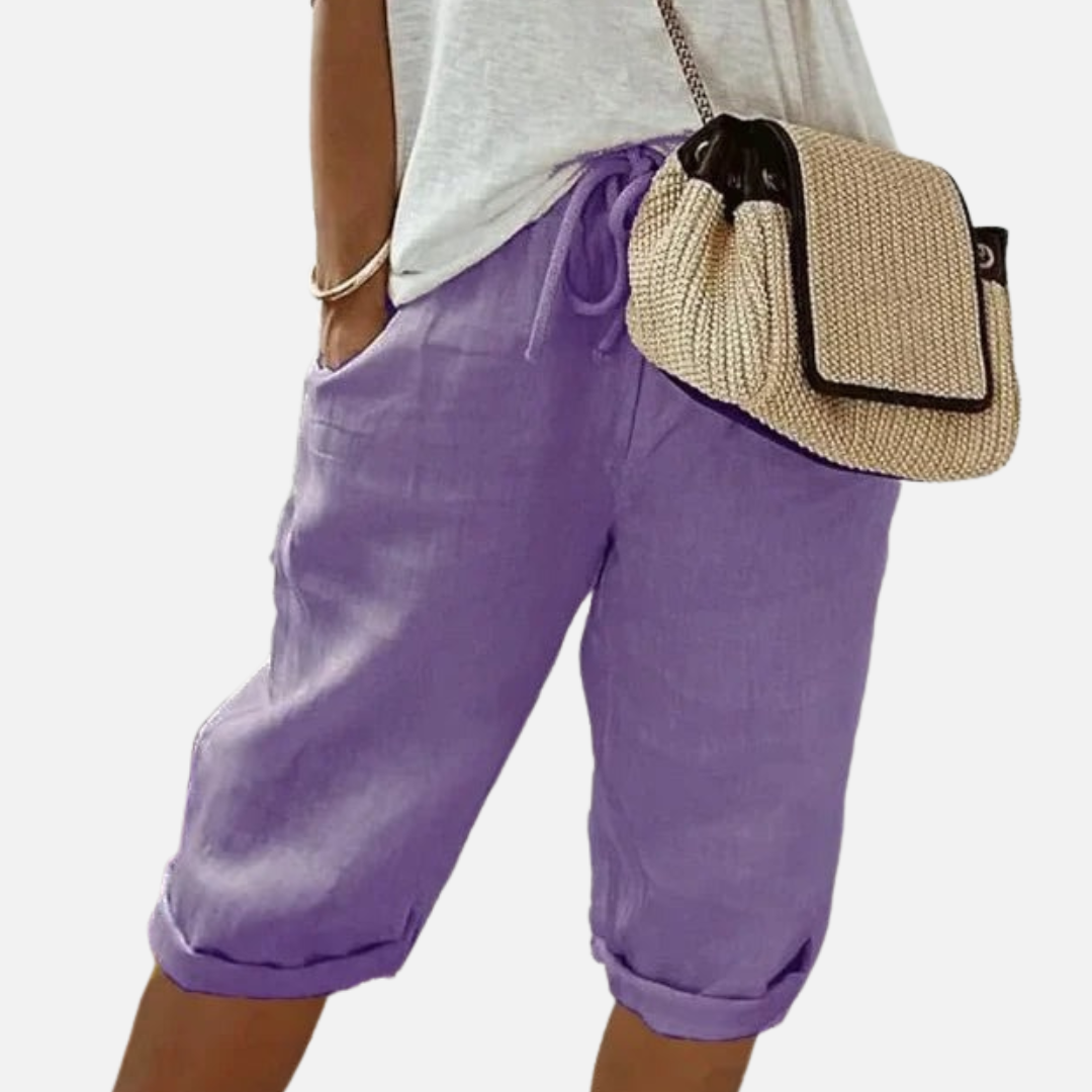 Women's Linen Short Pants Crop Trousers