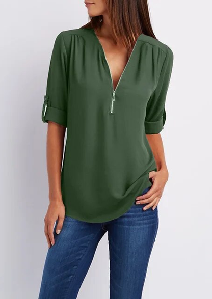Variant image for Kassidy Blouse – Elegant Zipper Design, Soft Fabric-17