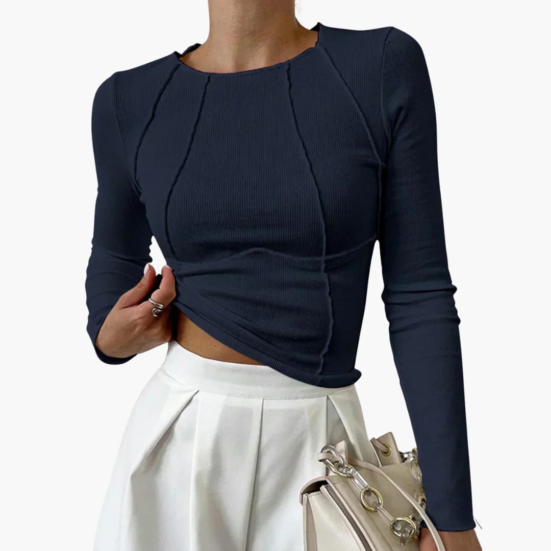 Fitted Seamed Long Sleeve Women's Top