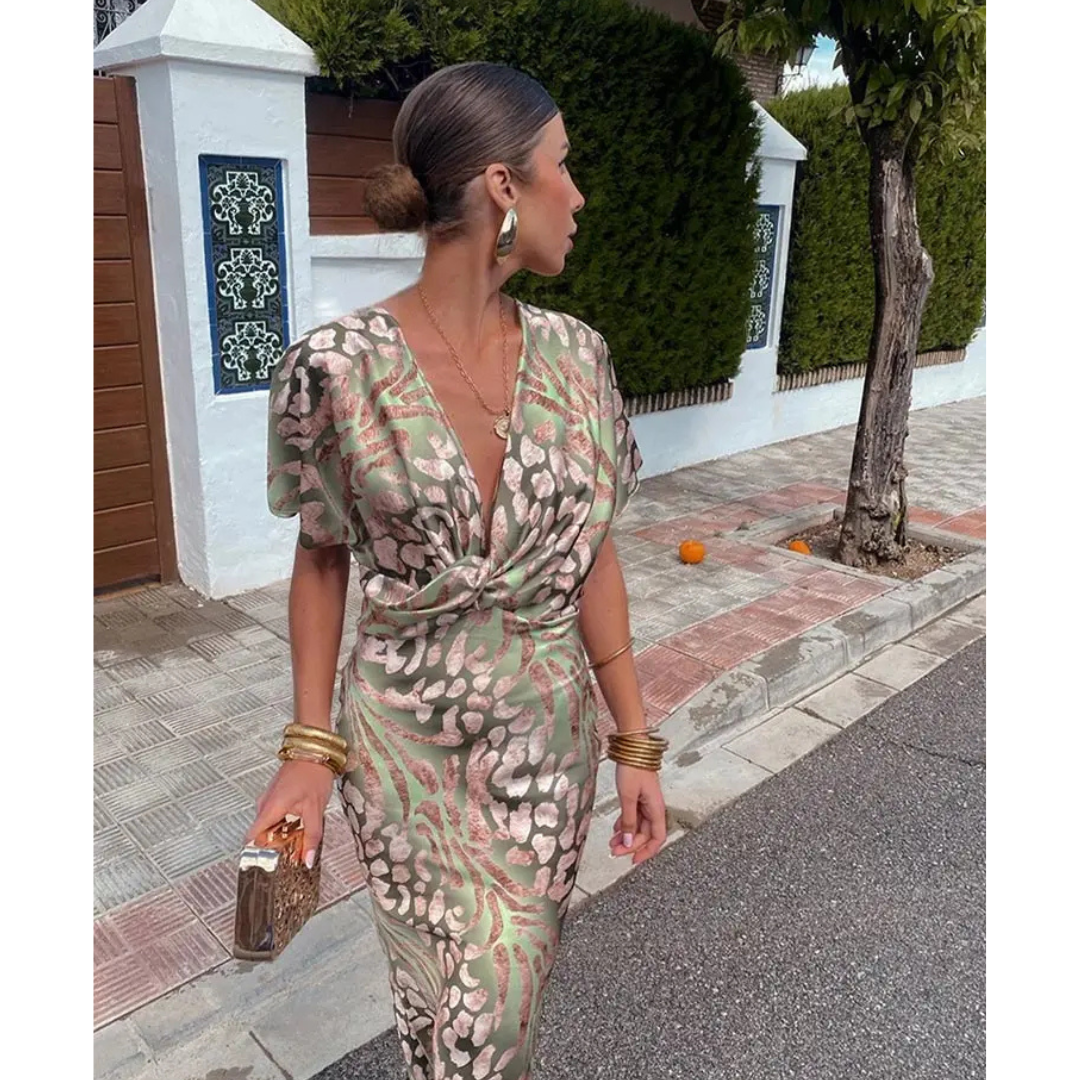 Cosima | Women's V Neck Summer Dress for Wedding Guests and Cocktail Events 1