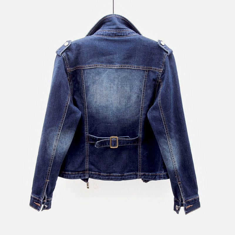 Blue Vintage Bike Leather Jacket