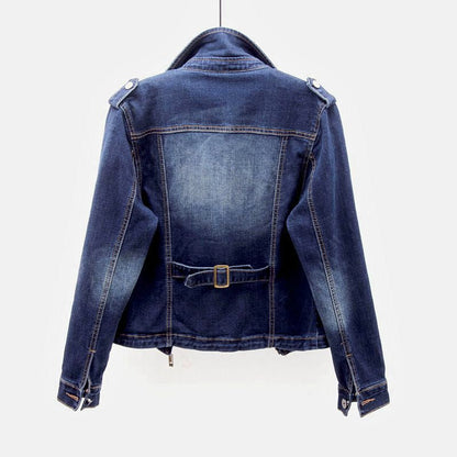 Blue Vintage Bike Leather Jacket