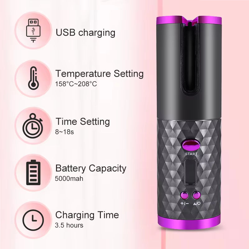 Easy Use Cordless Curling Wand