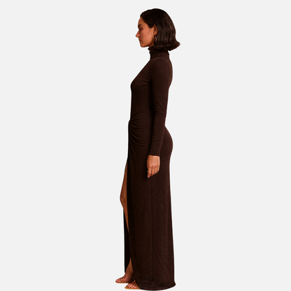 Women's Elegant Maxi Dress – High Neck Bodycon Gown