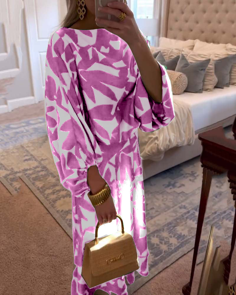 Chic 2-Piece Floral Lantern Sleeve Outfit