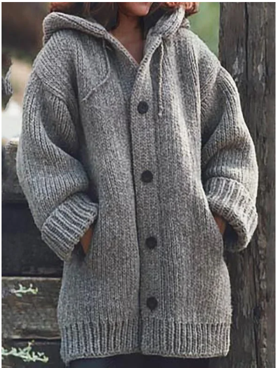 Warm Women's Layered Cardigan with Hood
