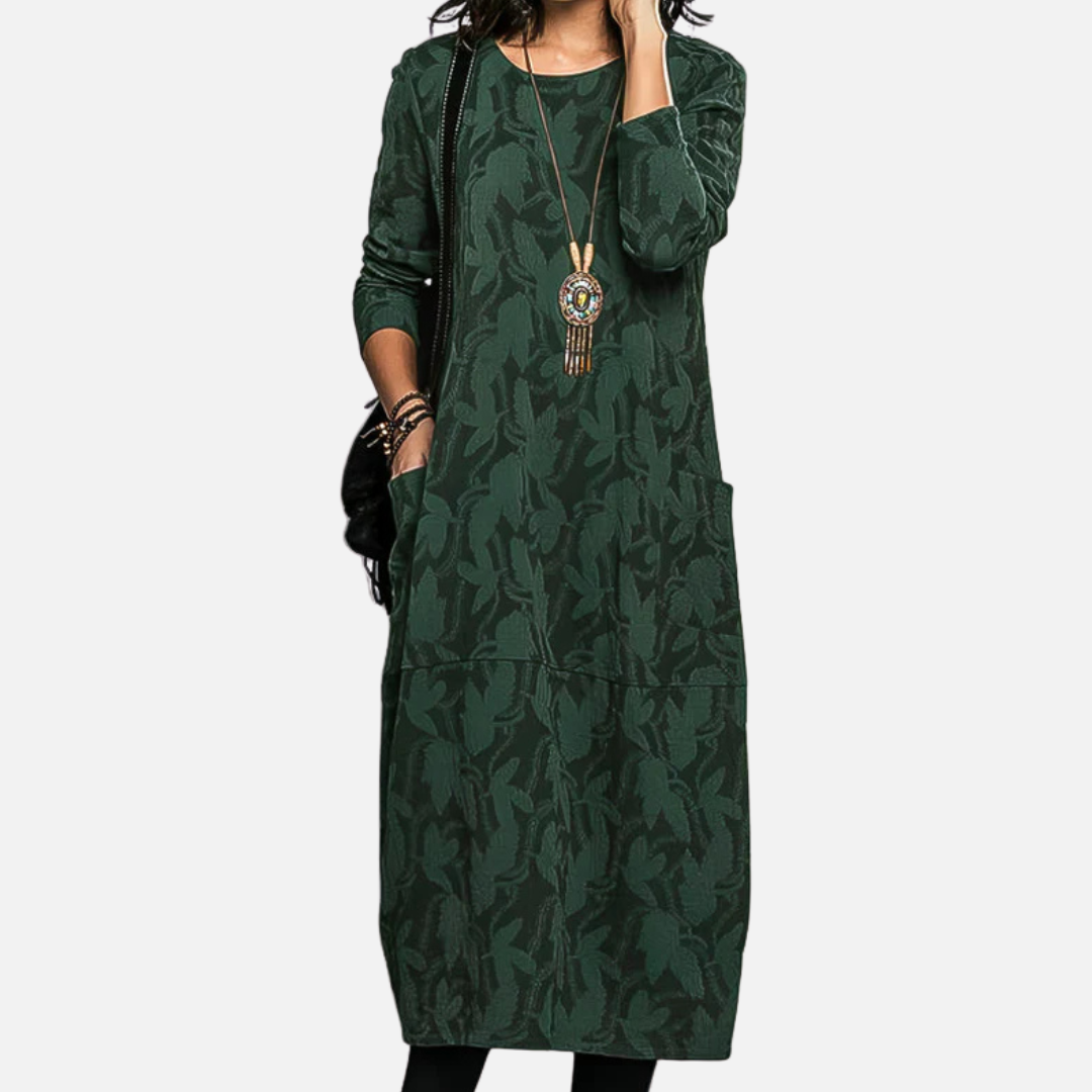 Jasmine | Long Sleeve Abstract Maxi Dress