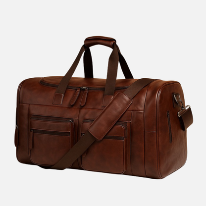 Men's Large Faux Leather Weekend Bag - Travel Duffle Overnight Bag