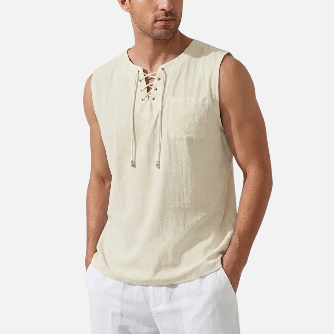 Men’s Sleeveless Tank Top Lace-Up