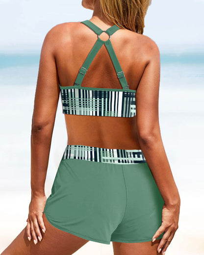 Comfortable High Waisted Ribbed Swimsuit Bikini