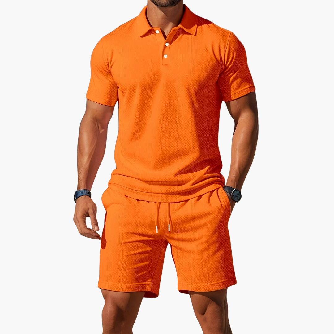 Men's Classic Cotton Polo Shirt and Shorts Set