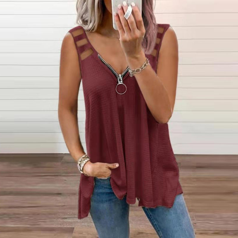 Ladies' Tank Half Zip Sports Top