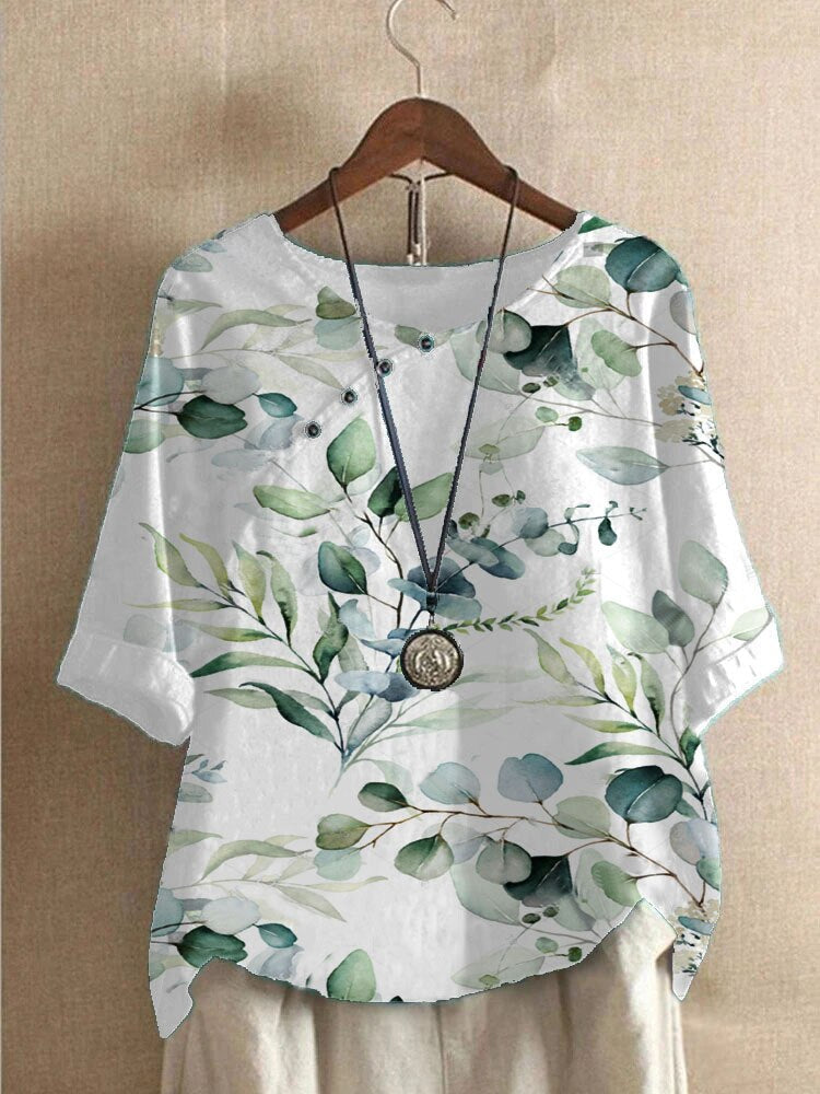 Casual V-Neck Floral Women's Top - Luxivelle