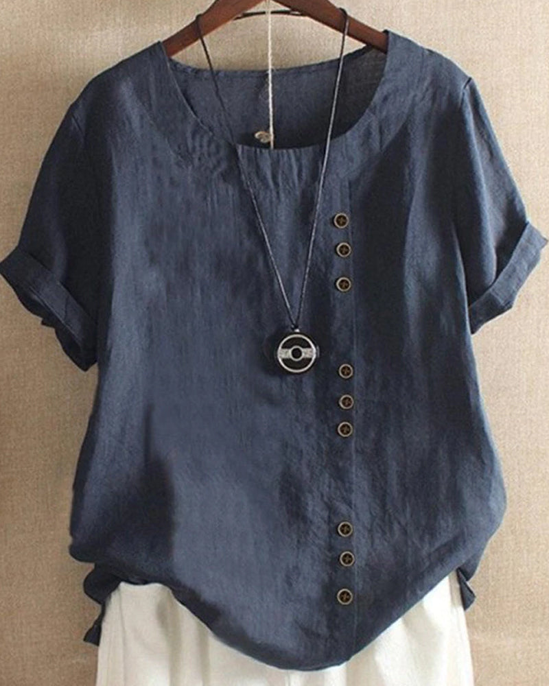 Variant image for Kelly Women's Blouse - Elegant Monochrome Short-Sleeved Top-31
